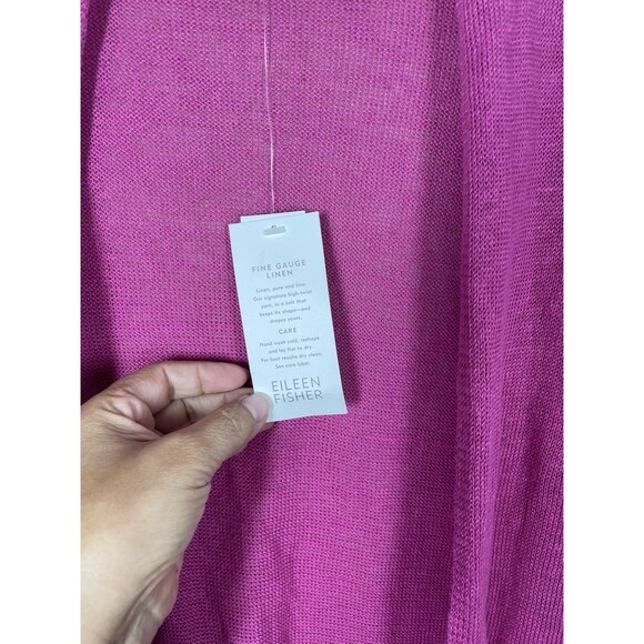 Eileen Fisher Cropped Cardigan Open Sweater Organic Linen 3/4 Sleeve Size 3X - Picture 4 of 11